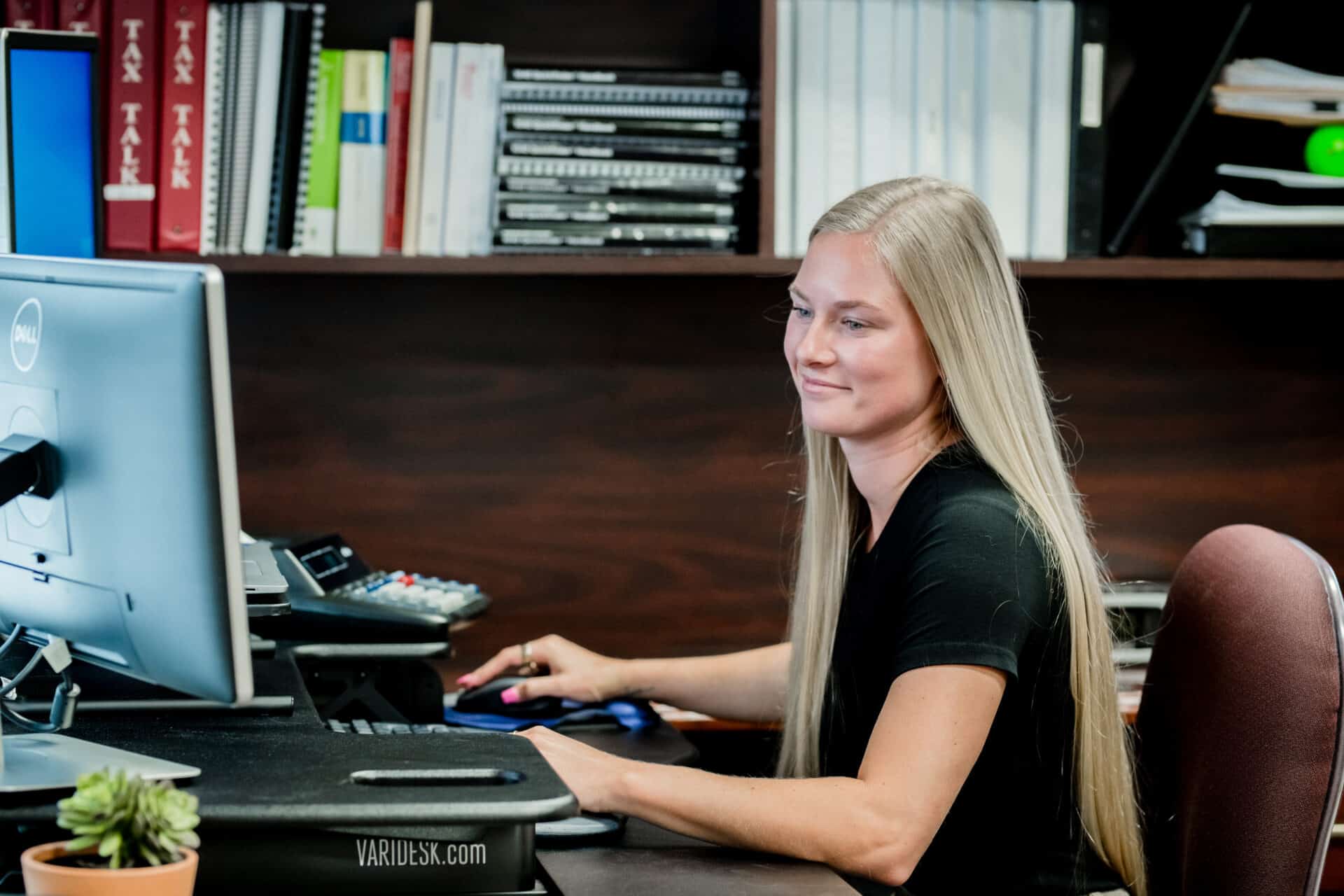 woman working on her computer